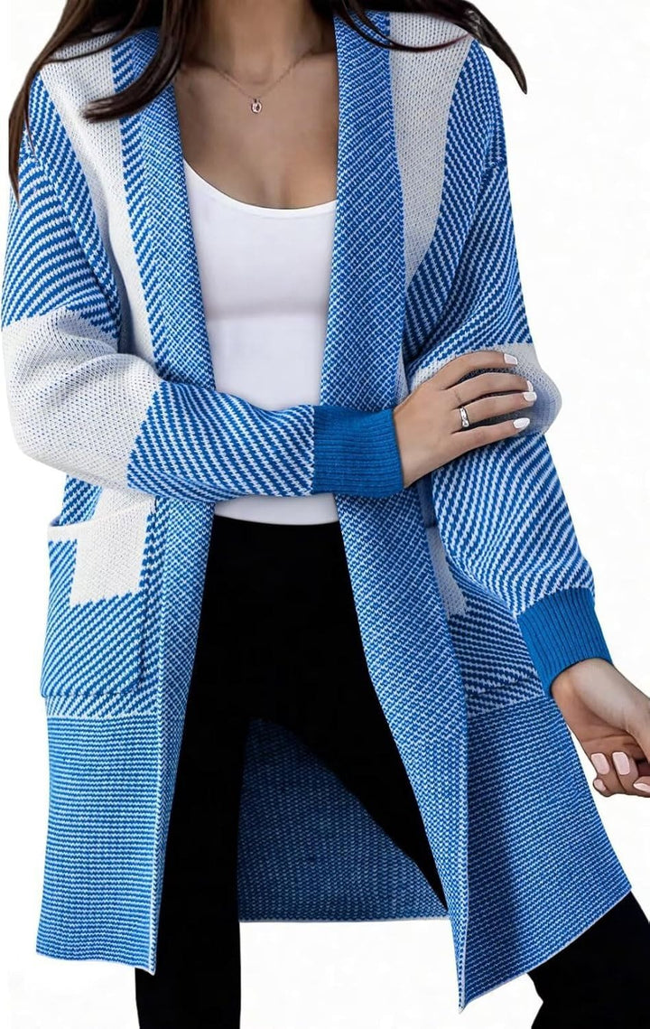 Damen Strickjacke mit modischem Muster und praktischen Taschen Drune