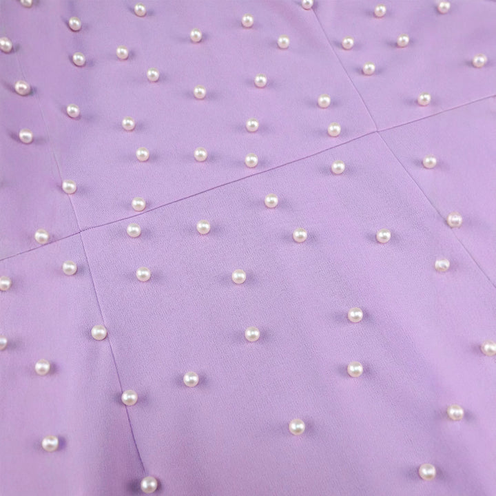 Damen Figurbetontes Abendkleid mit dramatischen Puffärmeln und Perlenakzenten Drune