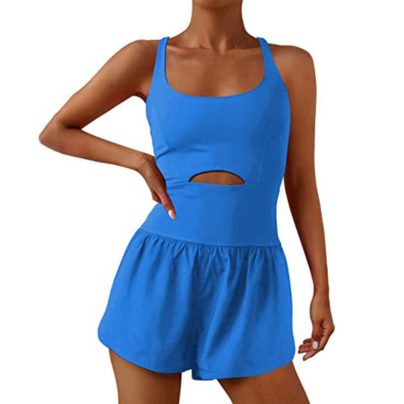 Damen Sportlicher Jumpsuit mit tailliertem Schnitt und tiefem Ausschnitt Drune