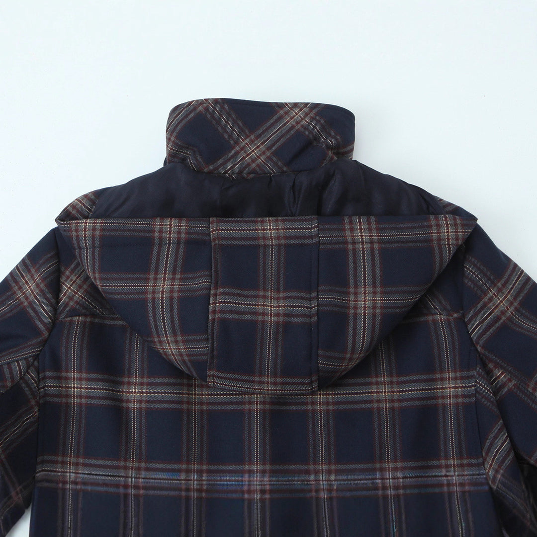 Damen Kurzjacke im Boxy‑Schnitt mit großem Hemdkragen und Karomuster Drune