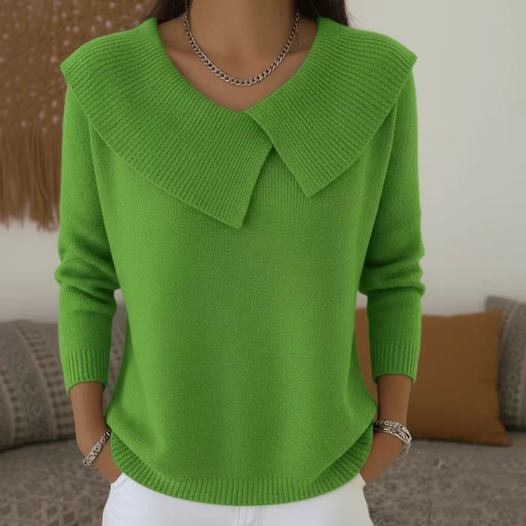 Damen nan grobgestrickter Pullover mit übergroßem Matrosenkragen und gerippten Abschlüssen Drune