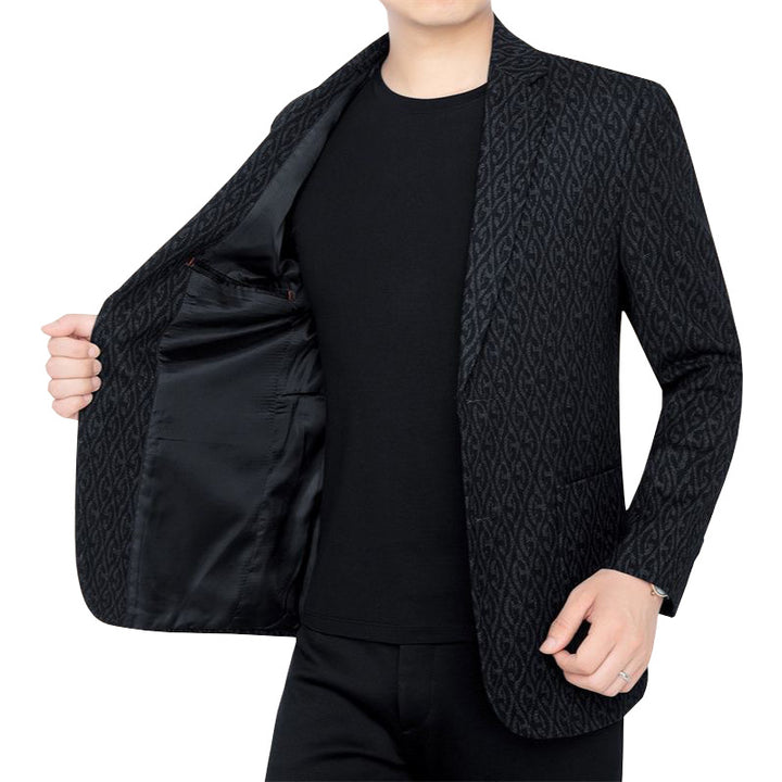 Herren Einreihiges Jacquard-Sakko mit schmaler Silhouette und feiner Struktur Drune