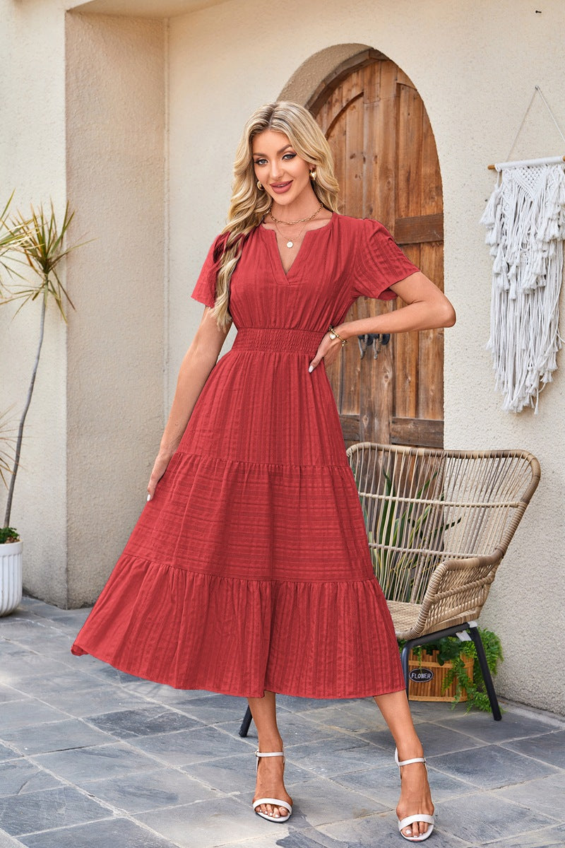 Damen Maxi-Kleid aus leichtem, gestreiftem Stoff Drune