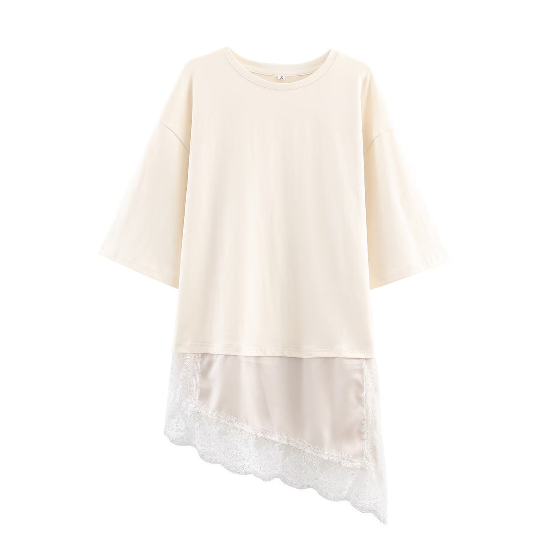Damen 20+ Oversized Boxy Longshirt mit asymmetrischem Spitzen‑Saum Drune