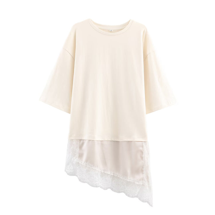 Damen 20+ Oversized Boxy Longshirt mit asymmetrischem Spitzen‑Saum Drune