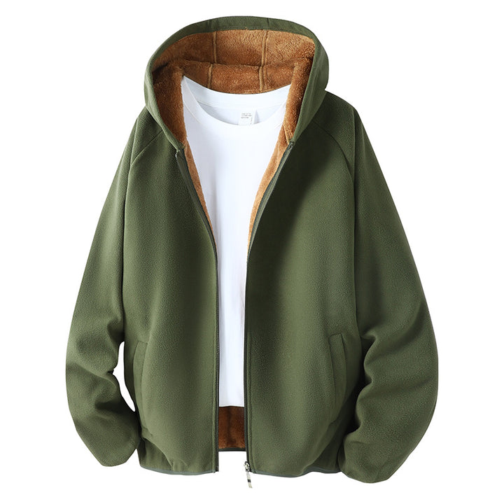 Unisex Fleecejacke mit Teddyfutter und Kapuze Drune