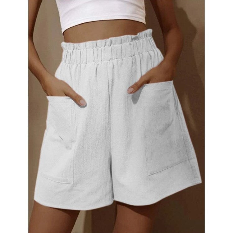 Drune | Shorts aus Baumwolle und Leinen mit hoher Taille für Damen