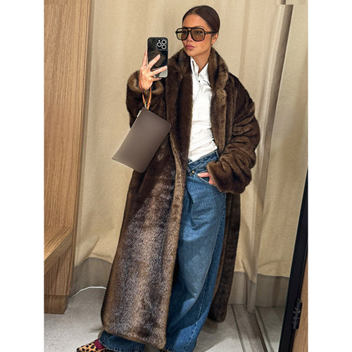 Damen Kunstpelzmantel im luxuriösen Oversized-Stil Drune