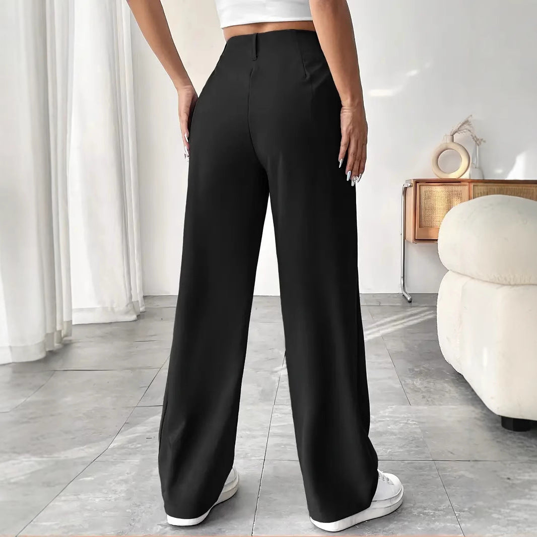 Damen Elegante Bundfaltenhose mit weitem Schnitt Drune