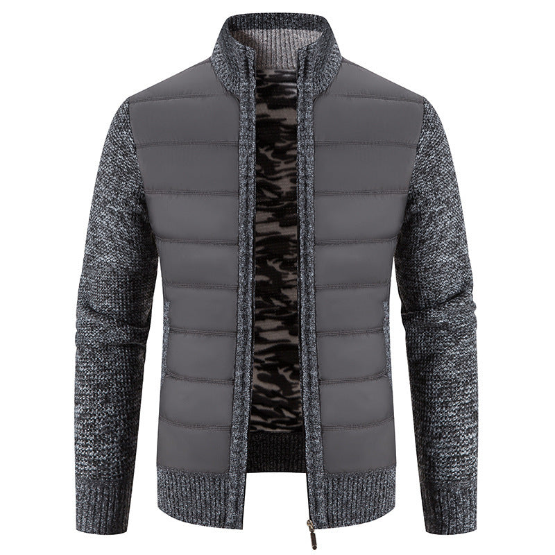 Drune | Herren Winter Steppjacke mit gestrickten Ärmeln und Reißverschlussverschluss
