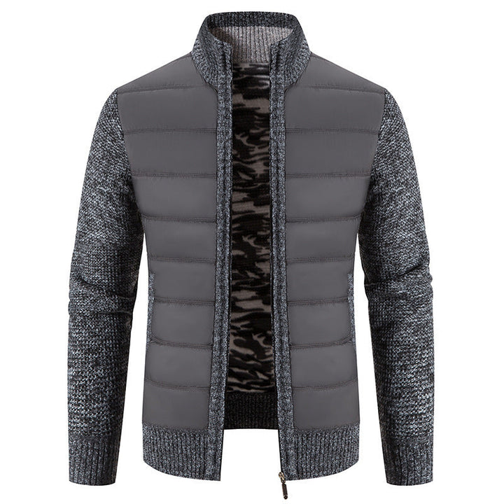 Drune | Herren Winter Steppjacke mit gestrickten Ärmeln und Reißverschlussverschluss