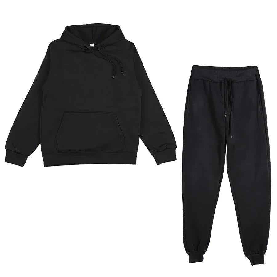 Unisex weiches Lounge-Set mit Oversize-Hoodie, taillenhoher Jogginghose und geripptem Knöchelabschluss Drune