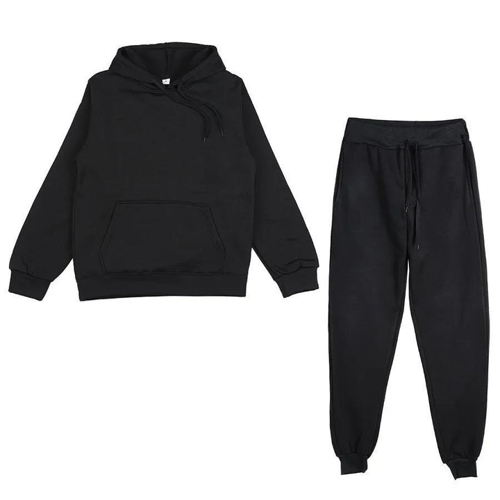 Unisex weiches Lounge-Set mit Oversize-Hoodie, taillenhoher Jogginghose und geripptem Knöchelabschluss Drune