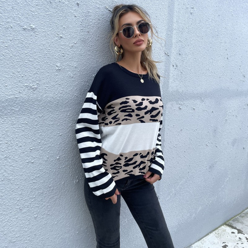 Damen Strickpullover mit Animal-Blockstreifen und Bretonärmeln Drune