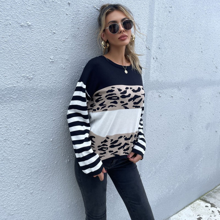 Damen Strickpullover mit Animal-Blockstreifen und Bretonärmeln Drune