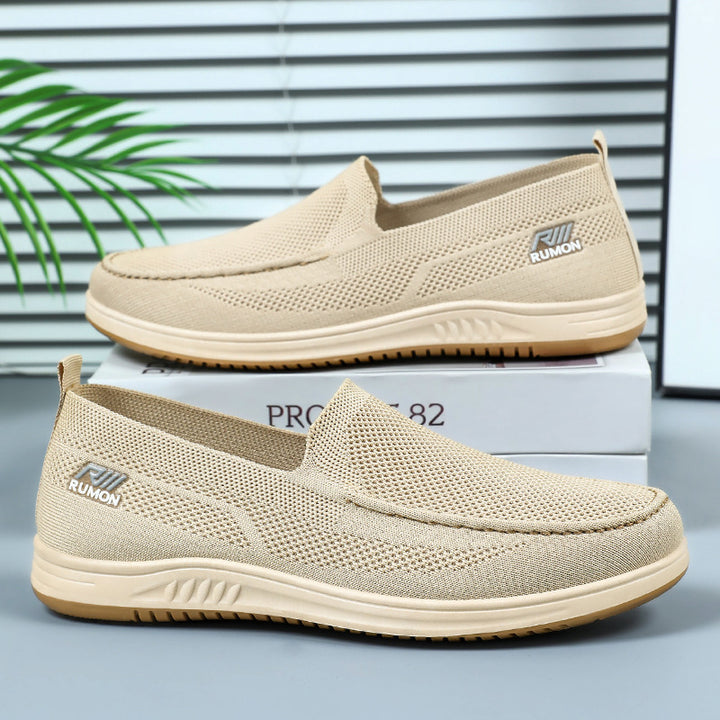 Herren nan leichtgewichtiger Mesh-Mokassin-Slipper mit nahtlosem Strickoberteil, Memory-Komforteinlage und rutschfester Flexsohle Drune
