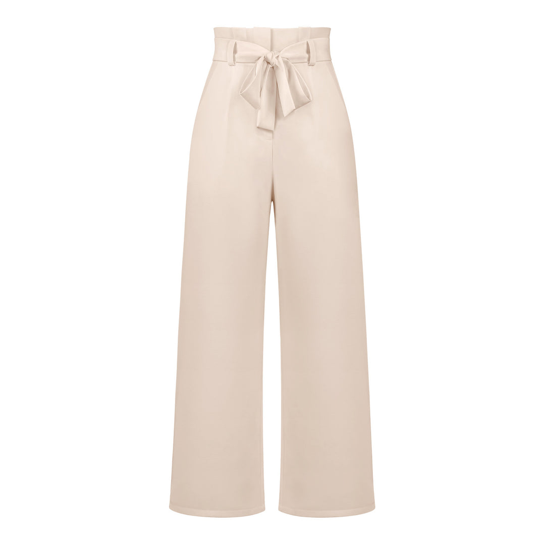 Damen Weit geschnittene Hochbundhose mit Bindegürtel Drune