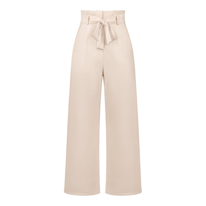 Damen Weit geschnittene Hochbundhose mit Bindegürtel Drune
