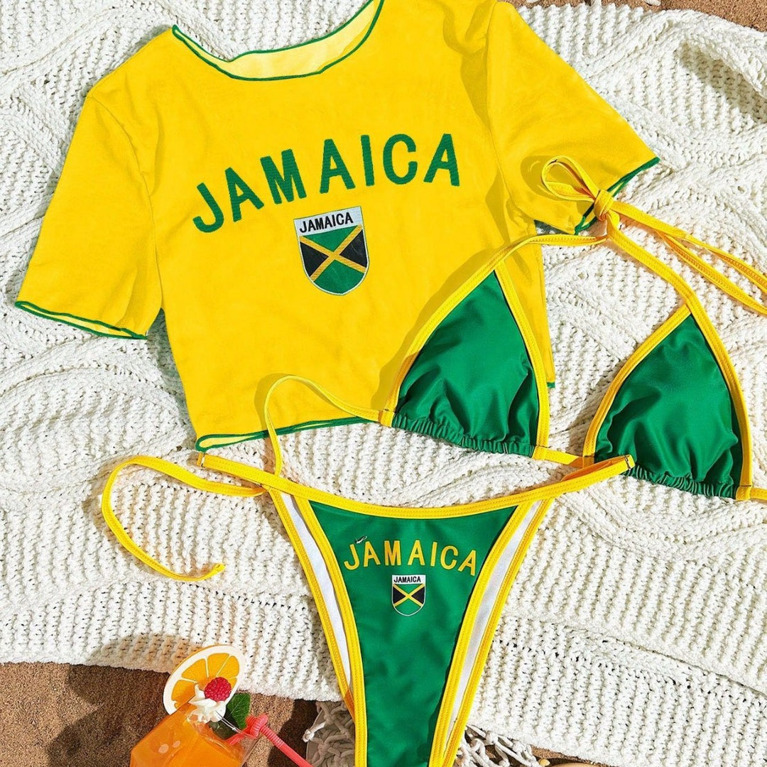 Damen Sportlicher Bikini mit transparentem Oberteil Drune