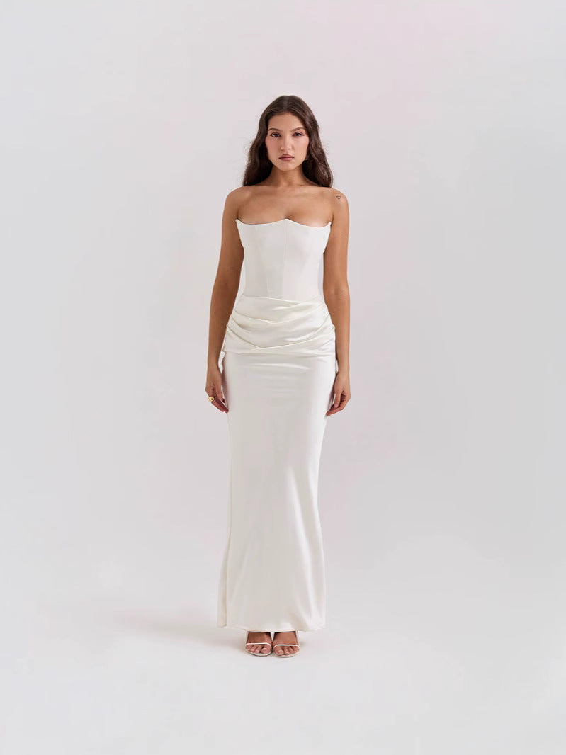 Damen Elegantes Wickelkleid mit figurbetontem Oberteil und schimmerndem Rock Drune