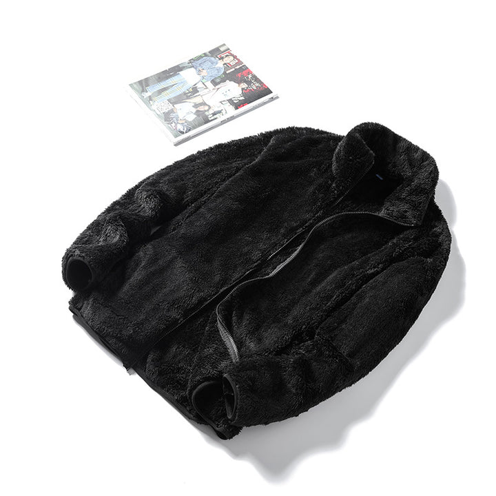 Damen Kuschelige Teddy-Fleecejacke mit Stehkragen und verdecktem Reißverschluss Drune