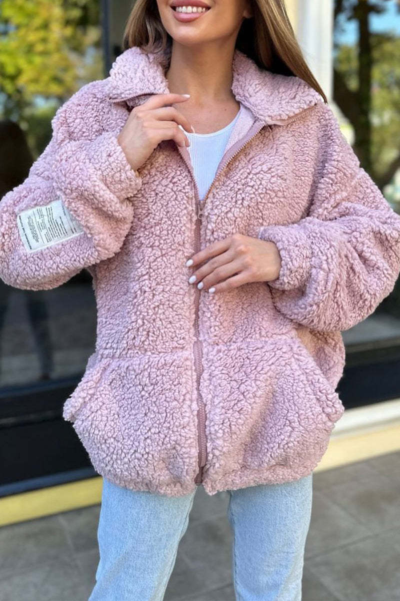Damen Kuschelige Fleecejacke mit hohem Kragen und praktischen Taschen Drune