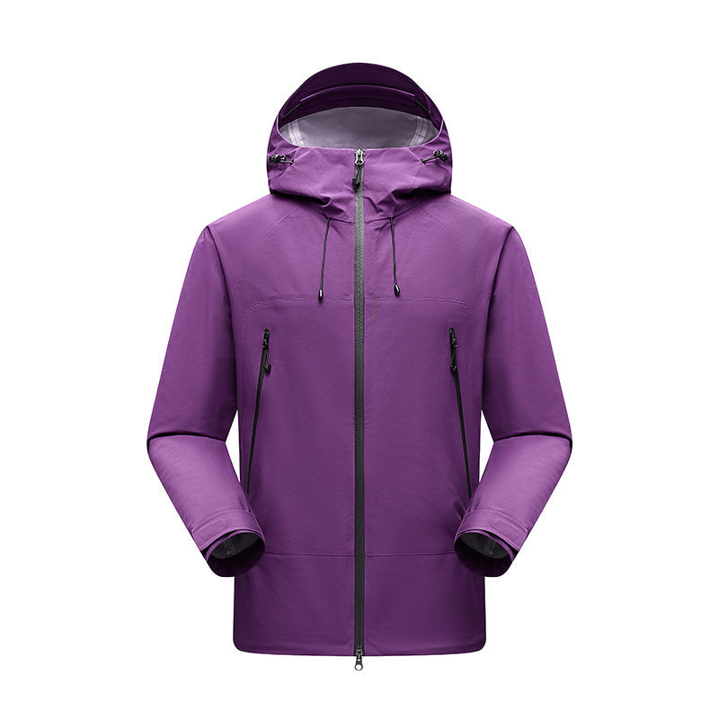 Herren Minimalistische technische dreilagige Softshelljacke mit versiegelten Nähten und wasserdichtem Frontreißverschluss Drune