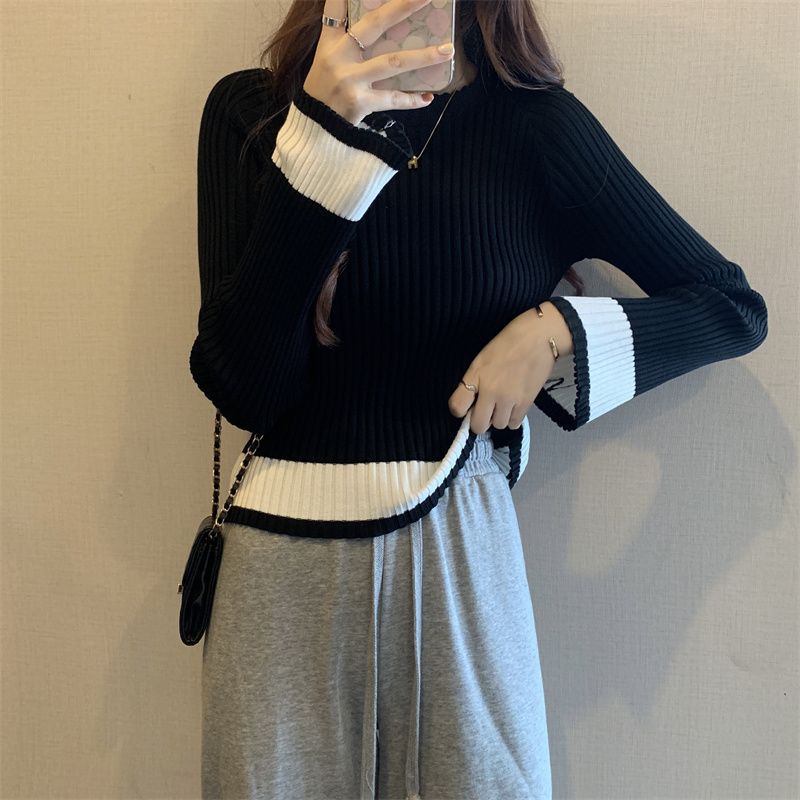 Damen modischer Rippstrickpullover mit lässigem Schnitt Drune