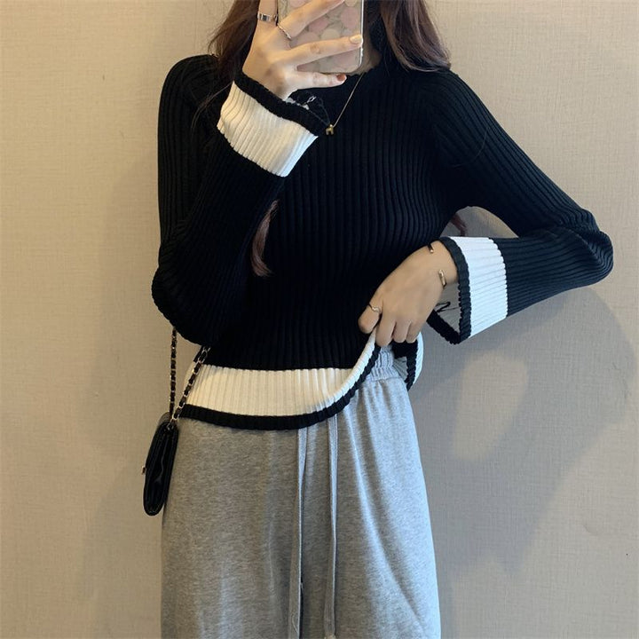 Damen modischer Rippstrickpullover mit lässigem Schnitt Drune