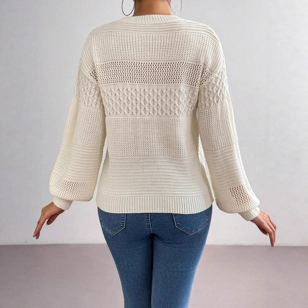 Damen Strickpullover mit modernem Lochmuster Drune