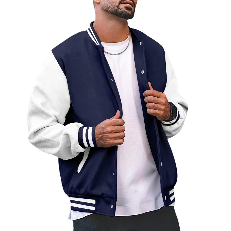 Herren sportliche Collegejacke mit traditionellem Schnitt und kontrastierenden Ärmeln Drune