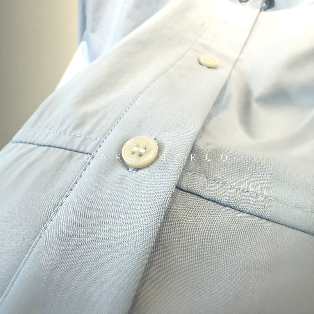 Damen Stylisches Kapuzenhemd mit Knöpfen Drune