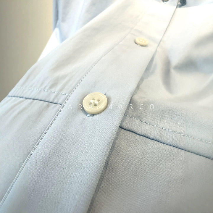 Damen Stylisches Kapuzenhemd mit Knöpfen Drune