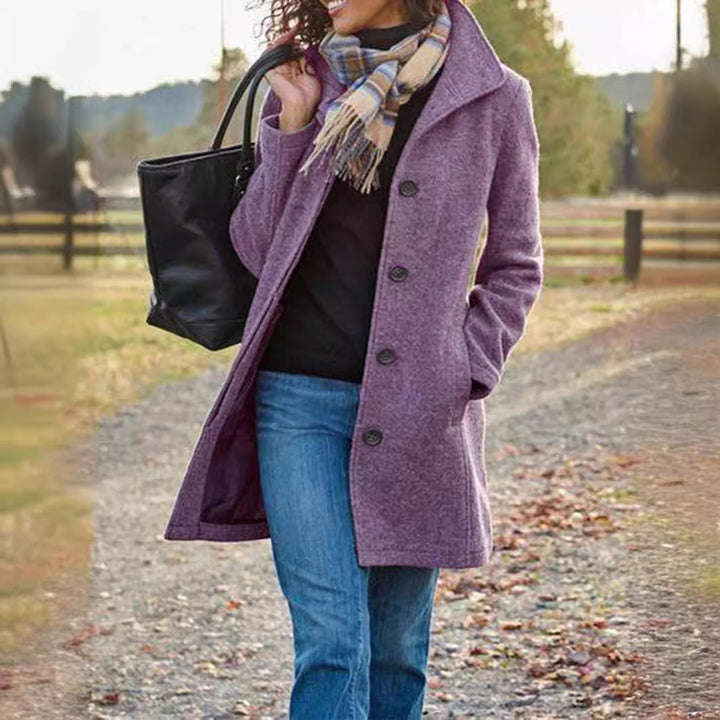 Damen Eleganter Wollmantel mit praktischen Taschen und klassischem Revers Drune