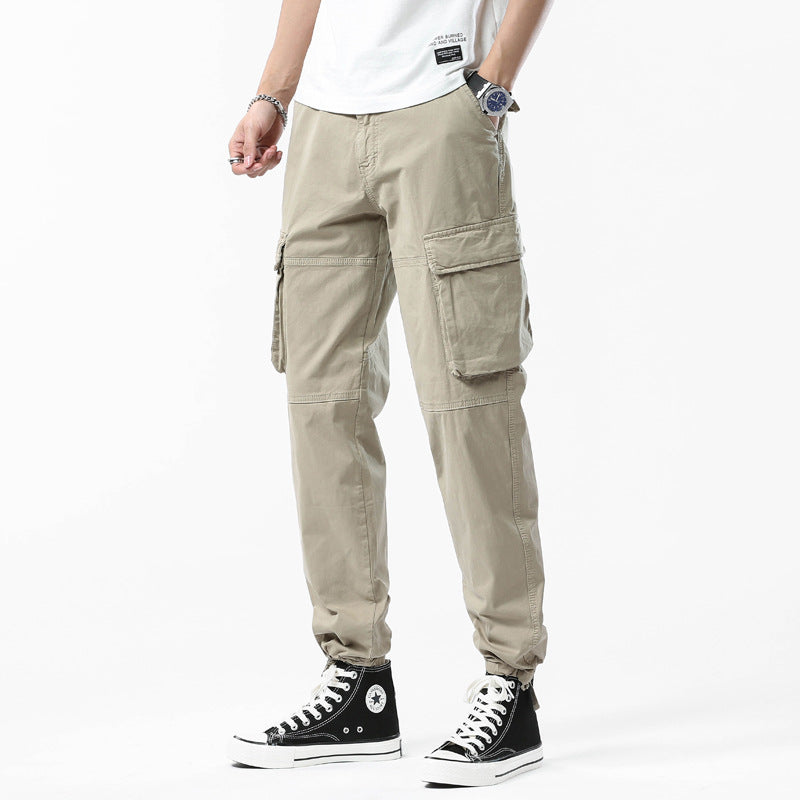 Herren Cargo-Joggerhose mit Kniepasse, elastischem Knöchelsaum und Großvolumigen Klappentaschen Drune