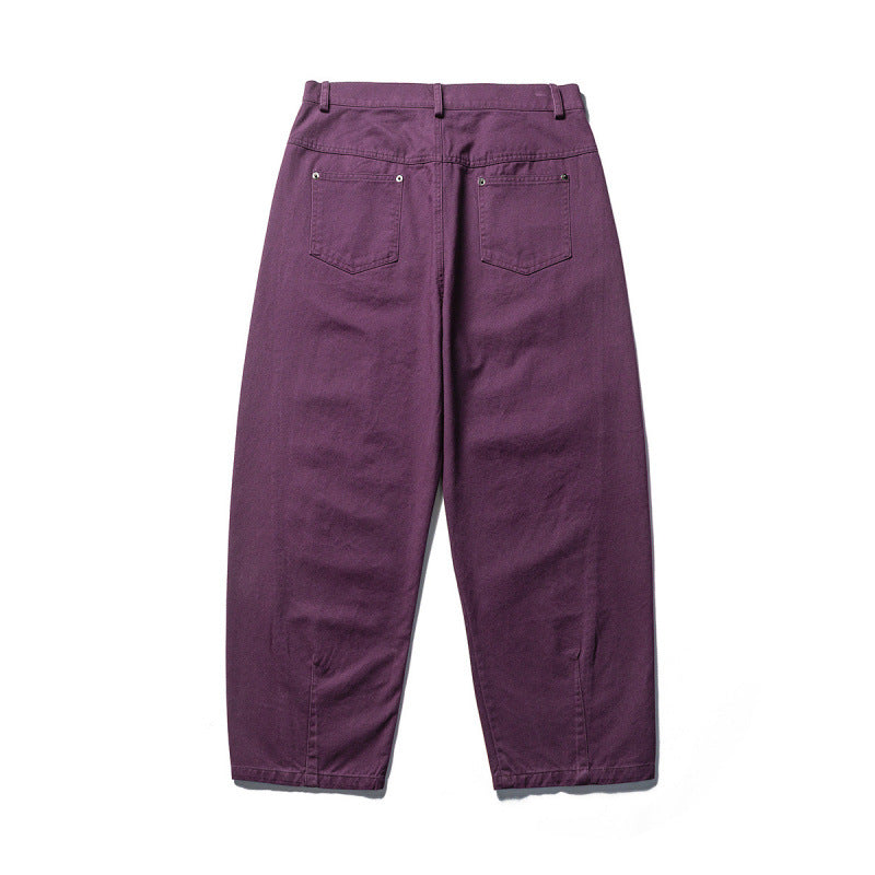 Herren Konisch geschnittene Twill-Hose mit hoher Taille und fünf Taschen Drune