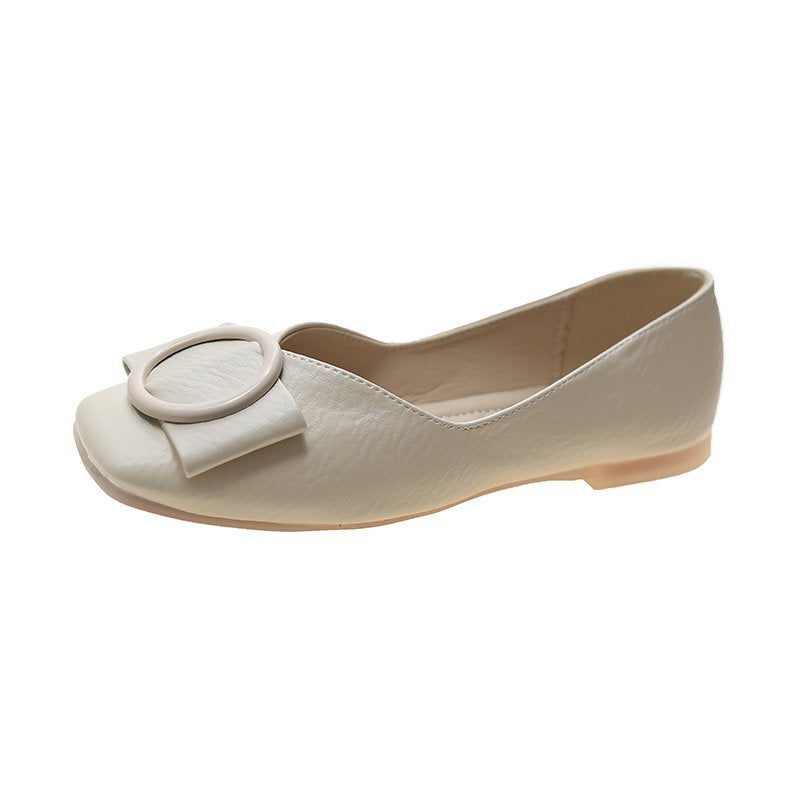 Damen Elegante Slipper-Ballerinas mit quadratischer Zehenpartie und dekorativer Rundschließe Drune