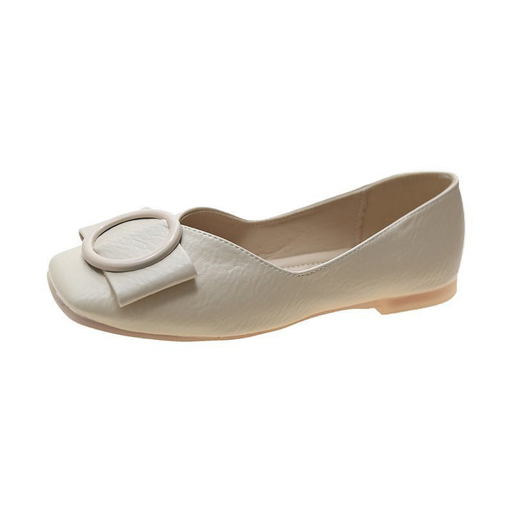 Damen Elegante Slipper-Ballerinas mit quadratischer Zehenpartie und dekorativer Rundschließe Drune