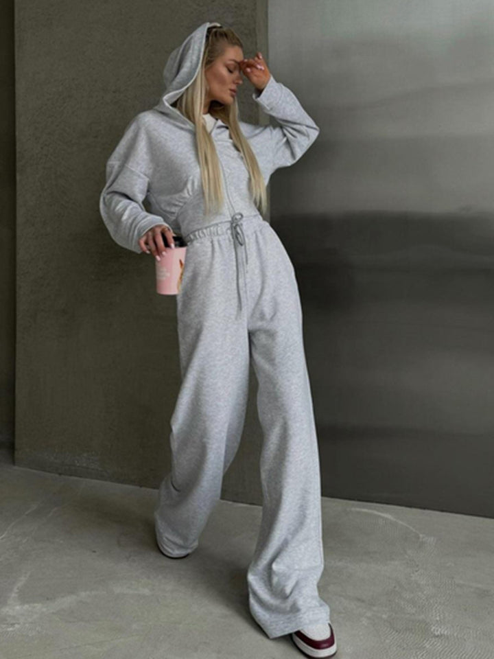 Damen lässiges Sweat- und Jogginghose-Set mit hohem Kragen und weitem Schnitt Drune