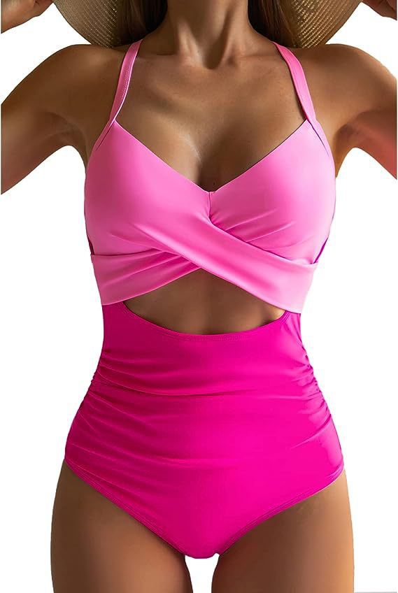 Damen Einteiliger Badeanzug mit elegantem Wickelschnitt Drune