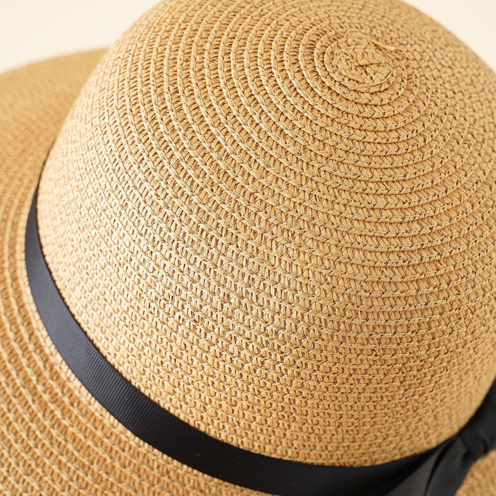 Damen Eleganter Sonnenhut mit breiter Krempe und stilvollem Satinband Drune