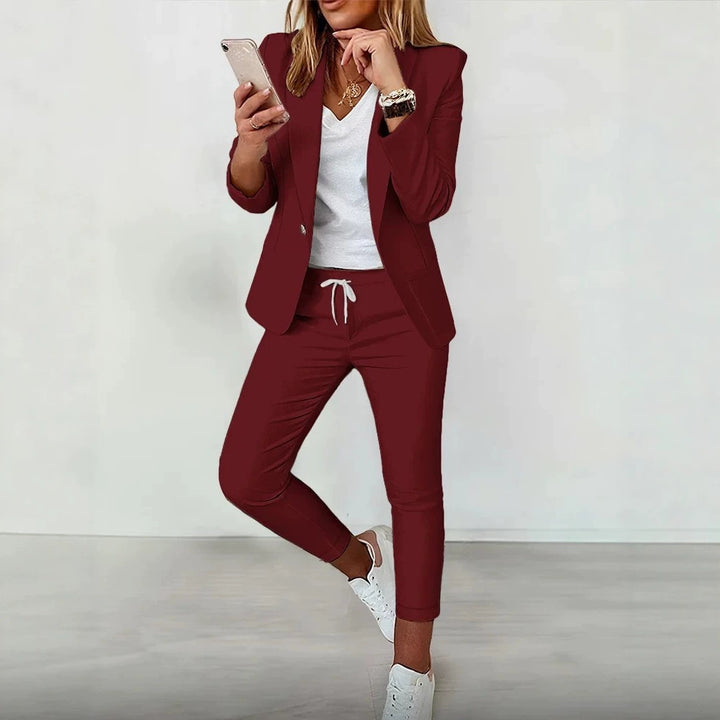Damen Elegantes Blazer-Set mit bequemen Jogginghose Drune
