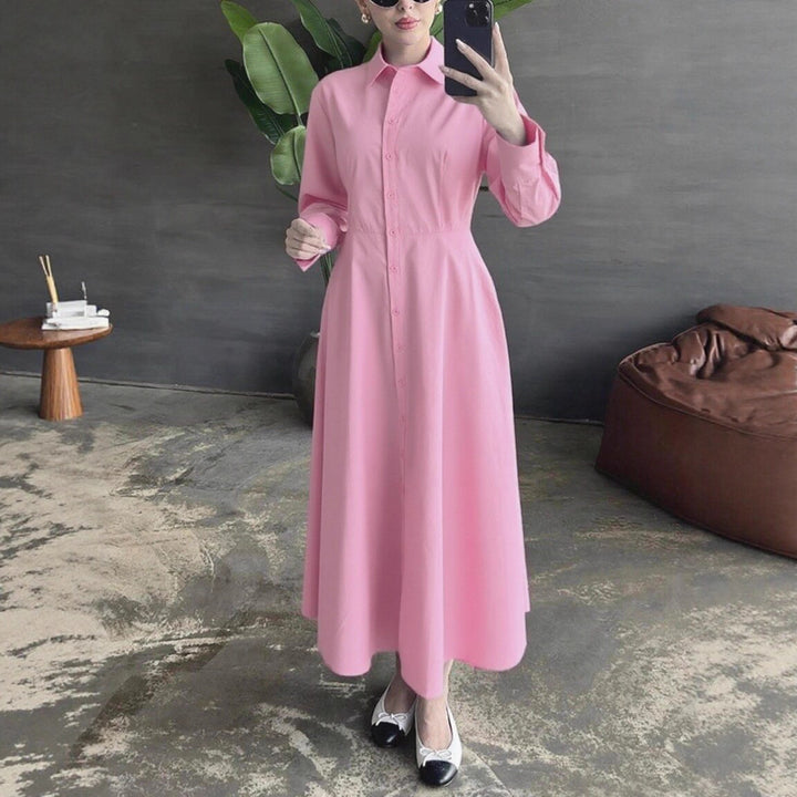 Damen Hemdkleid mit eleganter Knopfleiste und taillierter Figur Drune