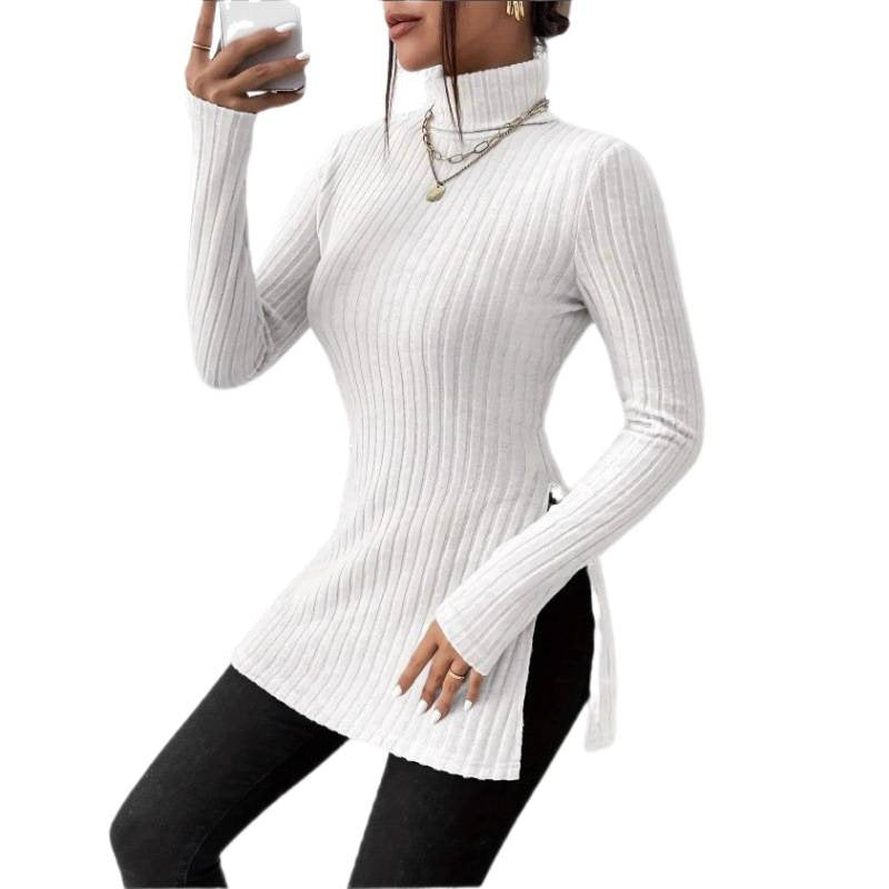 Damen Modischer Rollkragenpullover mit angesagter Rippstruktur Drune
