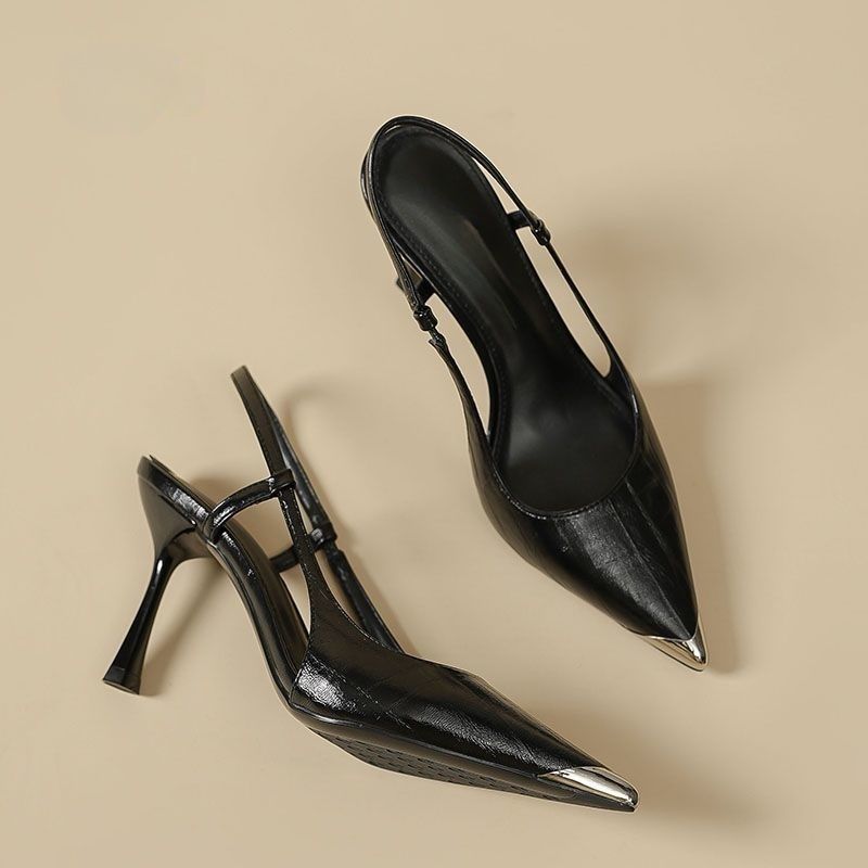 Damen elegante Slingback Pumps mit metallic glänzendem Obermaterial Drune
