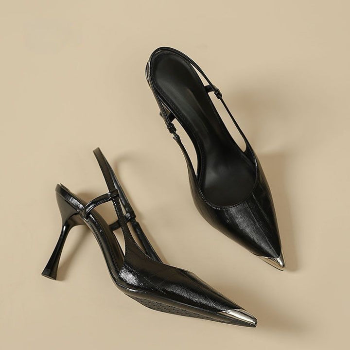 Damen elegante Slingback Pumps mit metallic glänzendem Obermaterial Drune
