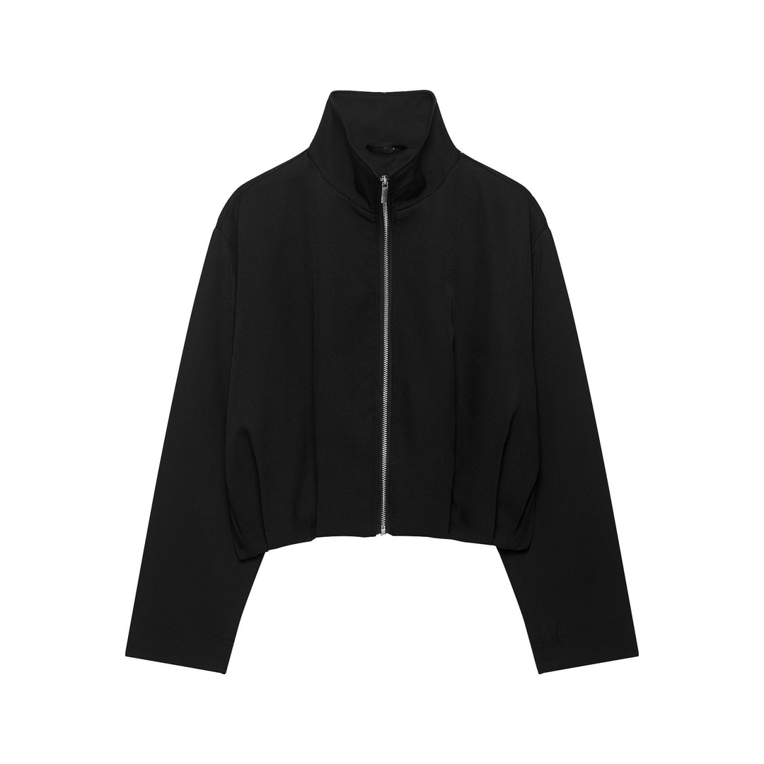 Damen Cropped-Boxy-Jacke mit hohem Stehkragen und durchgehendem Reißverschluss Drune