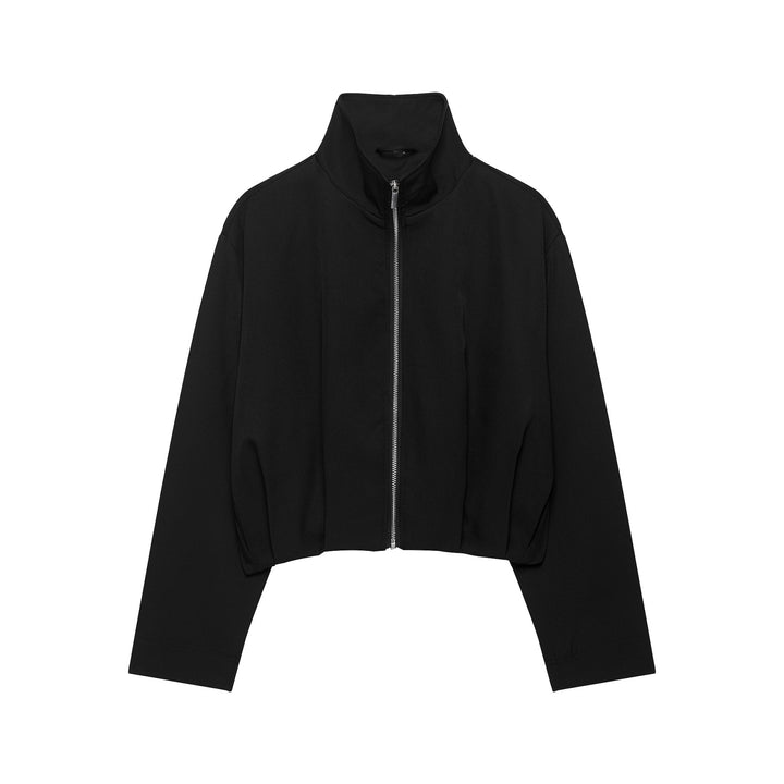 Damen Cropped-Boxy-Jacke mit hohem Stehkragen und durchgehendem Reißverschluss Drune