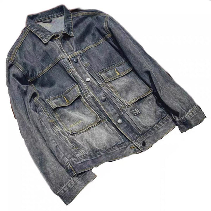 Herren Lässige Denimjacke mit modernen Applikationen Drune