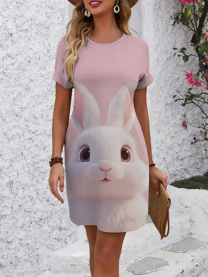 Damen T-Shirt Kleid mit kreativem Druckdesign Drune